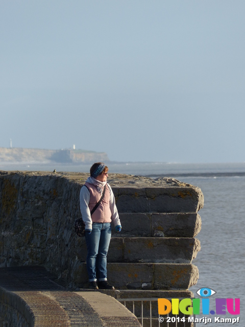 FZ009864 Jenni on Porthcawl harbour wall